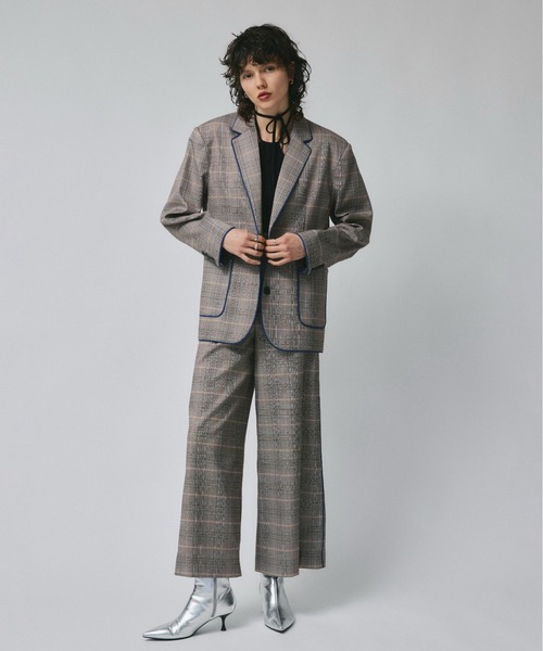 led.tokyo（レッドトウキョウ）の「【led.tokyo】PIPING CHECK PANTS（スラックス・レディース・グレー/ベージュ・1/2）」の7枚目の写真