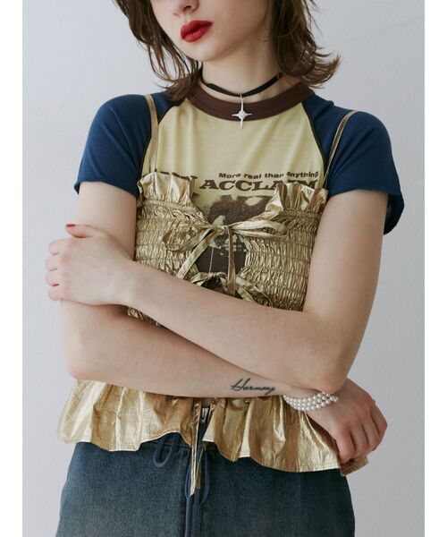 eaphi ベージュ シャーリングビスチェ URBAN RESEARCH ITEMS｜ストライプシャーリングビスチェ