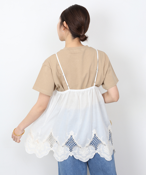 お歳暮 のし SLOBE IENA（スローブイエナ）の「カット刺しゅうキャミブラウス トップス