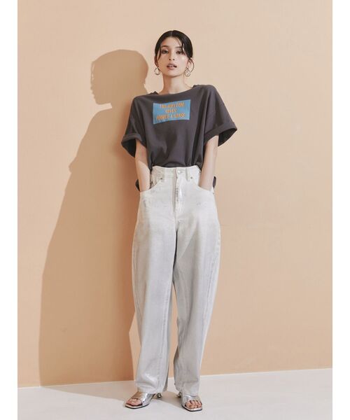 MURUA（ムルーア）の「ボックスプリントTシャツ（Tシャツ/カットソー・レディース・ホワイト/ピンク/ダークグレー・FREE）」の22枚目の写真