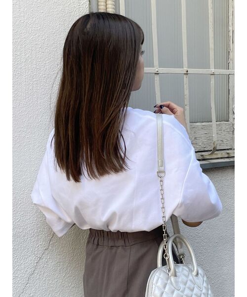 MURUA（ムルーア）の「ボックスプリントTシャツ（Tシャツ/カットソー・レディース・ホワイト/ピンク/ダークグレー・FREE）」の5枚目の写真