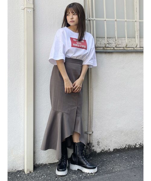 MURUA（ムルーア）の「ボックスプリントTシャツ（Tシャツ/カットソー・レディース・ホワイト/ピンク/ダークグレー・FREE）」の6枚目の写真