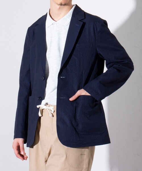 GLOSTER（グロスター）の「【GLOSTER/グロスター】プリントサッカー テーラードジャケット イージーケア 2B（テーラードジャケット・メンズ・チャコールグレー/ダークネイビー・L/M）」の8枚目の写真