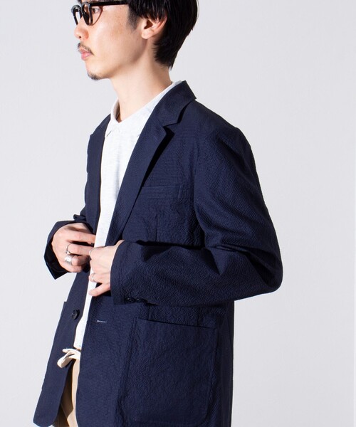 GLOSTER（グロスター）の「【GLOSTER/グロスター】プリントサッカー テーラードジャケット イージーケア 2B（テーラードジャケット・メンズ・チャコールグレー/ダークネイビー・L/M）」の9枚目の写真