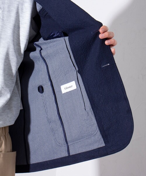 GLOSTER（グロスター）の「【GLOSTER/グロスター】プリントサッカー テーラードジャケット イージーケア 2B（テーラードジャケット・メンズ・チャコールグレー/ダークネイビー・L/M）」の13枚目の写真