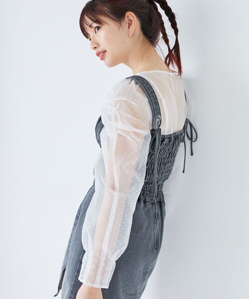 MAJESTIC LEGON(マジェスティックレゴン)の「シアーパワショルトップス(Tシャツ/カットソー・レディース・ブラック/アイボリー/ホワイト系その他2・MEDIUM)」の16枚目の写真