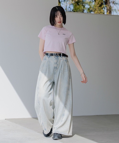 PAGEBOY Anui ワイドイージーデニム　メガサイズ M2 ブラック UNISEX/3サイズ展開】ワイドイージーデニム（デニムパンツ