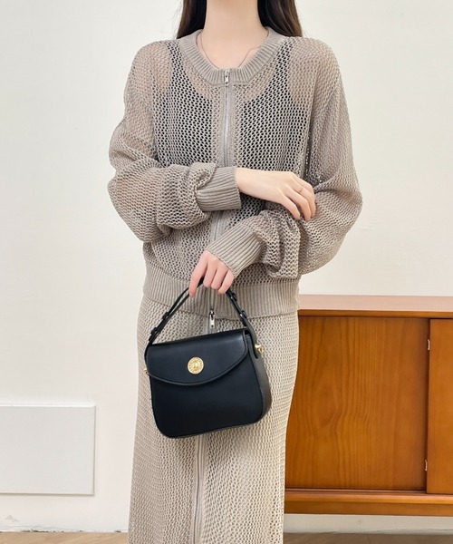 ABITOKYO(アビトーキョー)の「ジップアップシアーメッシュ編みセットアップ(セットアップ・レディース・グリーン/ブラック/グレイッシュベージュ・M/L/LL)」の11枚目の写真