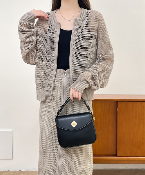 ABITOKYO(アビトーキョー)の「ジップアップシアーメッシュ編みセットアップ(セットアップ・レディース・グリーン/ブラック/グレイッシュベージュ・M/L/LL)」の14枚目の写真