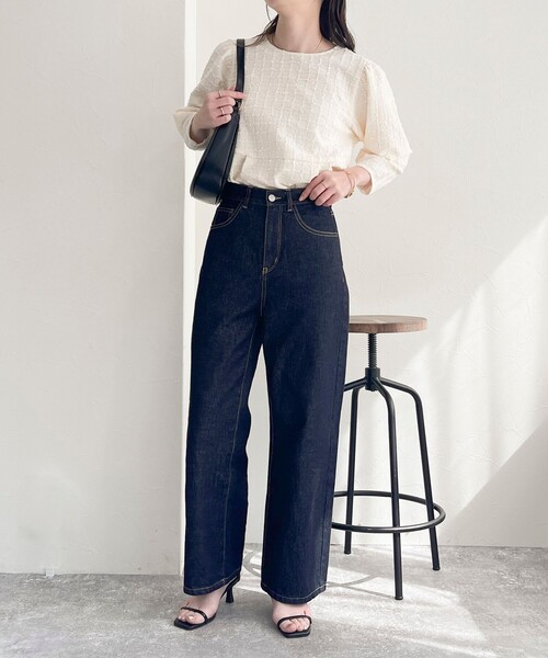 fredy emue（フレディエミュ）の「ウエストアジャストワイドデニムパンツ（デニムパンツ・レディース・ブルー/ネイビー・36/38）」の4枚目の写真