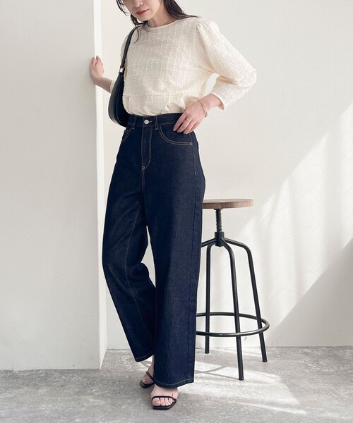 fredy emue（フレディエミュ）の「ウエストアジャストワイドデニムパンツ（デニムパンツ・レディース・ブルー/ネイビー・36/38）」の6枚目の写真