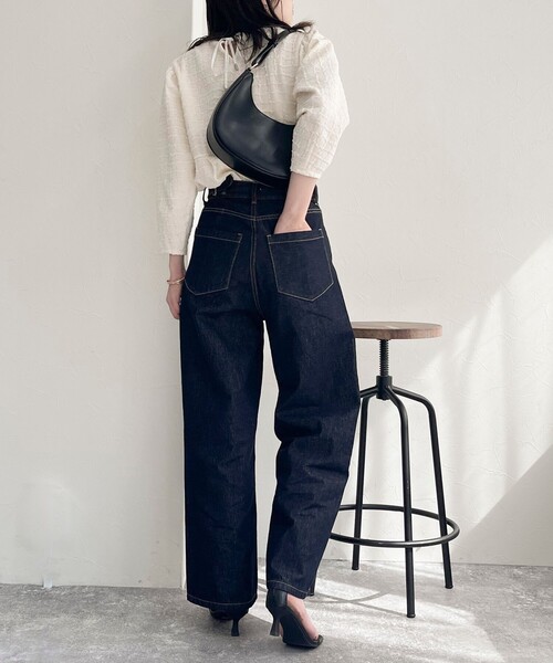 fredy emue（フレディエミュ）の「ウエストアジャストワイドデニムパンツ（デニムパンツ・レディース・ブルー/ネイビー・36/38）」の7枚目の写真