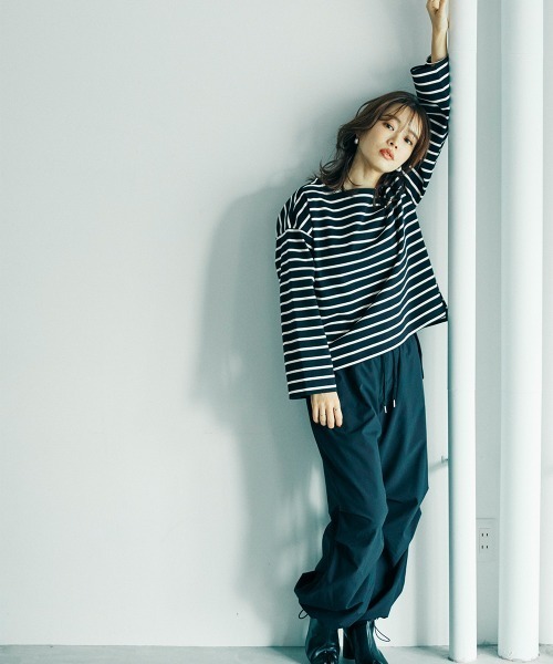 【試着のみ】aLOASparis ボーダーカットソーネイビー×アイボリー 試着のみ】aLOASparis ボーダーカットソーネイビー×アイボリー