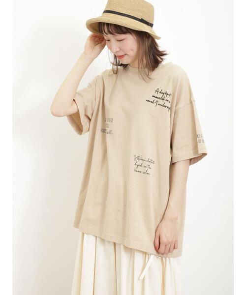 Samansa Mos2（サマンサ モスモス）の「刺繍アソートTシャツ（Tシャツ/カットソー・レディース・ベージュ/ブルー/オフホワイト/チャコールグレー・F）」の3枚目の写真