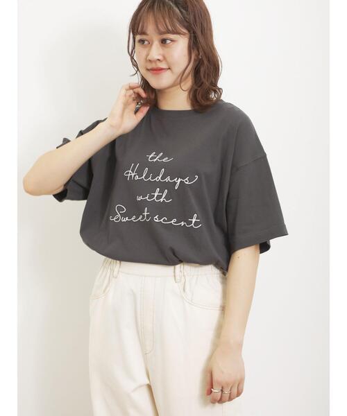 Samansa Mos2（サマンサ モスモス）の「刺繍アソートTシャツ（Tシャツ/カットソー・レディース・ベージュ/ブルー/オフホワイト/チャコールグレー・F）」の19枚目の写真