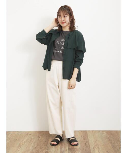 Samansa Mos2（サマンサ モスモス）の「刺繍アソートTシャツ（Tシャツ/カットソー・レディース・ベージュ/ブルー/オフホワイト/チャコールグレー・F）」の21枚目の写真