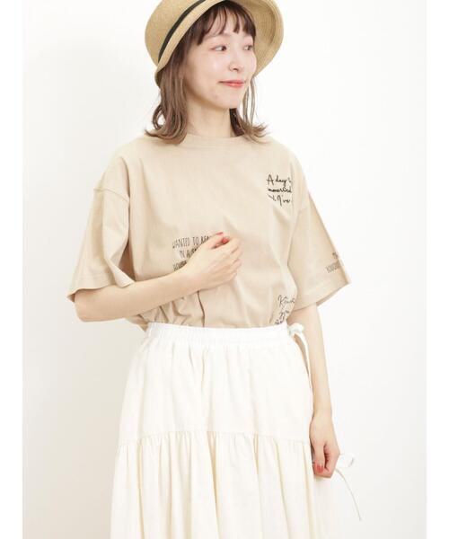 Samansa Mos2（サマンサ モスモス）の「刺繍アソートTシャツ（Tシャツ/カットソー・レディース・ベージュ/ブルー/オフホワイト/チャコールグレー・F）」の22枚目の写真