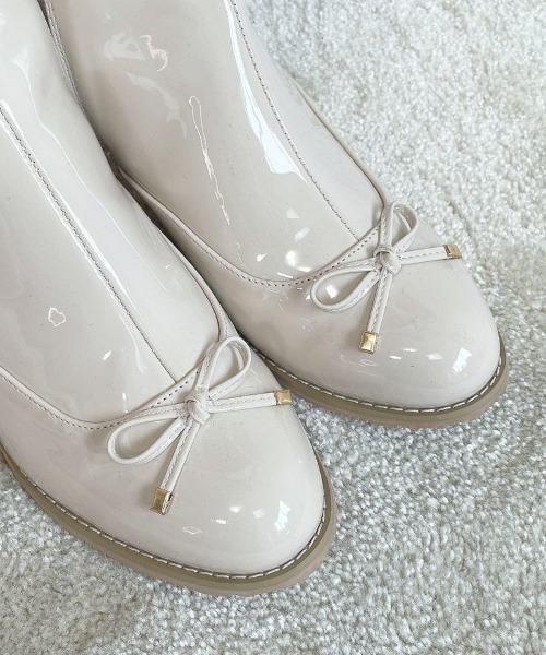 F i.n.t（フィント）の「【晴雨兼用】フロントリボンレインブーツ（レインシューズ・レディース・ライトブルー/アイボリー・L/S/M）」の5枚目の写真