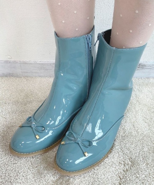 F i.n.t（フィント）の「【晴雨兼用】フロントリボンレインブーツ（レインシューズ・レディース・ライトブルー/アイボリー・L/S/M）」の10枚目の写真
