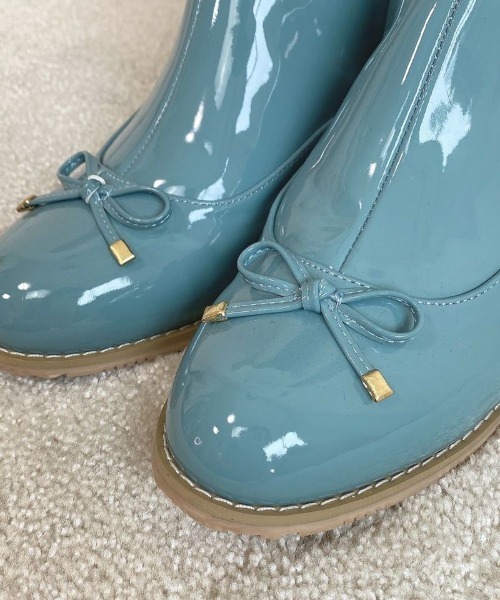 F i.n.t（フィント）の「【晴雨兼用】フロントリボンレインブーツ（レインシューズ・レディース・ライトブルー/アイボリー・L/S/M）」の11枚目の写真
