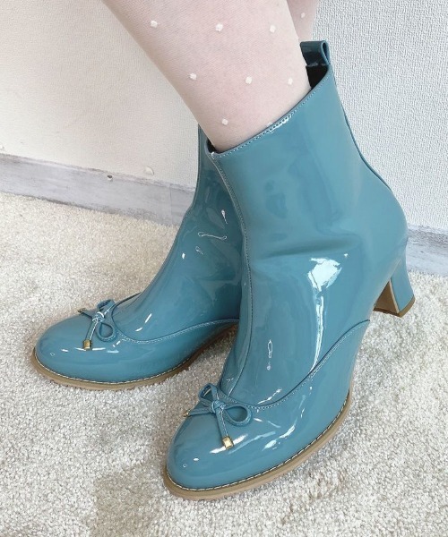 F i.n.t（フィント）の「【晴雨兼用】フロントリボンレインブーツ（レインシューズ・レディース・ライトブルー/アイボリー・L/S/M）」の12枚目の写真