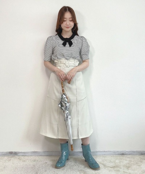 F i.n.t（フィント）の「【晴雨兼用】フロントリボンレインブーツ（レインシューズ・レディース・ライトブルー/アイボリー・L/S/M）」の15枚目の写真