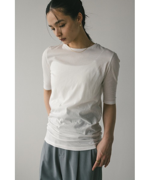 STYLEMIXER（スタイルミキサー）の「シアーバックシームT　夏服（Tシャツ/カットソー・レディース・サックスブルー/ブラック/チャコールグレー/ホワイト・FREE）」の6枚目の写真