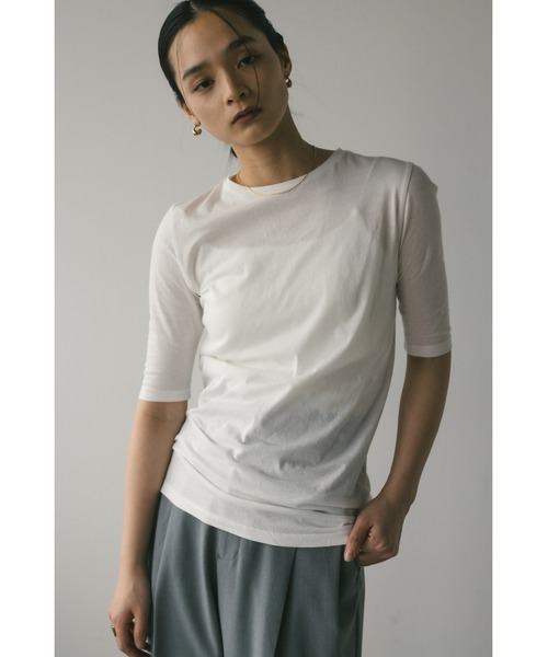 STYLEMIXER（スタイルミキサー）の「シアーバックシームT　夏服（Tシャツ/カットソー・レディース・サックスブルー/ブラック/チャコールグレー/ホワイト・FREE）」の9枚目の写真