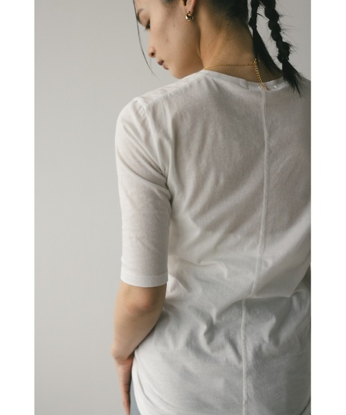 STYLEMIXER（スタイルミキサー）の「シアーバックシームT　夏服（Tシャツ/カットソー・レディース・サックスブルー/ブラック/チャコールグレー/ホワイト・FREE）」の13枚目の写真