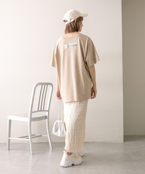 mline（エムライン）の「【2色展開】[mline]ロゴビッグTシャツ（Tシャツ/カットソー・レディース・チャコールグレー/ベージュ・FREE）」の8枚目の写真