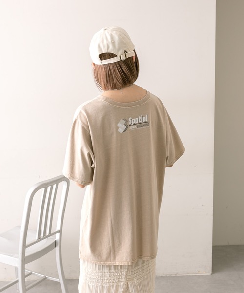 mline（エムライン）の「【2色展開】[mline]ロゴビッグTシャツ（Tシャツ/カットソー・レディース・チャコールグレー/ベージュ・FREE）」の10枚目の写真