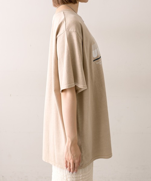 mline（エムライン）の「【2色展開】[mline]ロゴビッグTシャツ（Tシャツ/カットソー・レディース・チャコールグレー/ベージュ・FREE）」の12枚目の写真