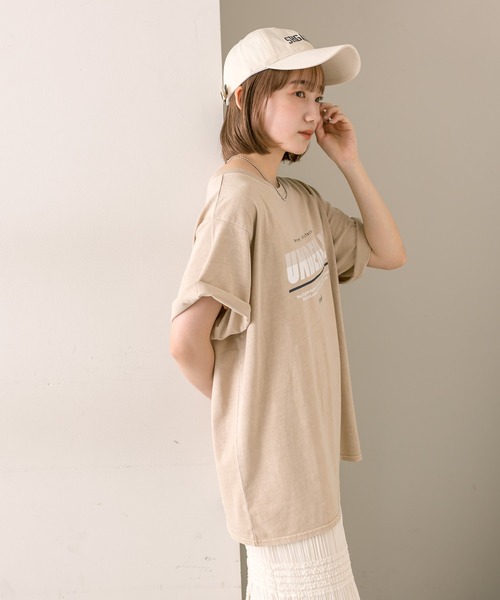 mline（エムライン）の「【2色展開】[mline]ロゴビッグTシャツ（Tシャツ/カットソー・レディース・チャコールグレー/ベージュ・FREE）」の5枚目の写真