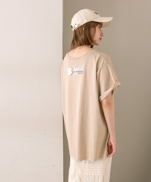 mline（エムライン）の「【2色展開】[mline]ロゴビッグTシャツ（Tシャツ/カットソー・レディース・チャコールグレー/ベージュ・FREE）」の7枚目の写真