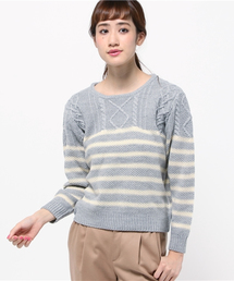 SEVENDAYS=SUNDAY | ミックス編ケーブルボーダーニット　プルオーバー(ニット/セーター)