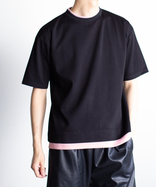 Magine（マージン）の「【SELECT】IR:ダンボールニット フェイクレイヤードTEE（Tシャツ/カットソー・メンズ・ベージュ/ホワイト/サックスブルー/ブラック・L/M）」の8枚目の写真