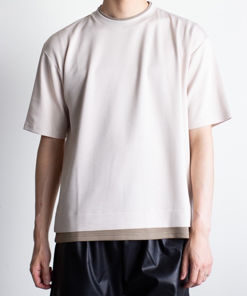 Magine（マージン）の「【SELECT】IR:ダンボールニット フェイクレイヤードTEE（Tシャツ/カットソー・メンズ・ベージュ/ホワイト/サックスブルー/ブラック・L/M）」の12枚目の写真