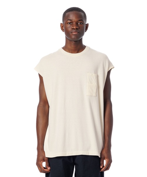 Sandinista(サンディニスタ)の「Vintage 88/12 W Pocket Sleeveless Tee / ヴィンテージダブルポケットスリーブスレTシャツ(Tシャツ/カットソー・メンズ・チャコール/マスタード/ナチュラル/ブラック・MEDIUM/SMALL/LARGE)」の3枚目の写真