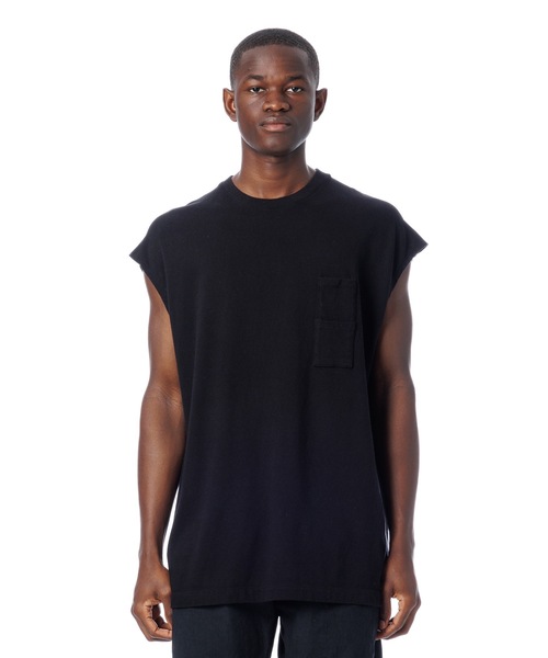 Sandinista(サンディニスタ)の「Vintage 88/12 W Pocket Sleeveless Tee / ヴィンテージダブルポケットスリーブスレTシャツ(Tシャツ/カットソー・メンズ・チャコール/マスタード/ナチュラル/ブラック・MEDIUM/SMALL/LARGE)」の2枚目の写真
