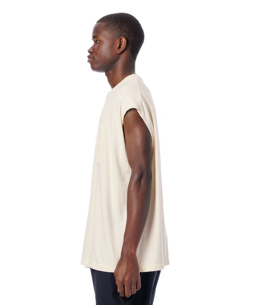 Sandinista(サンディニスタ)の「Vintage 88/12 W Pocket Sleeveless Tee / ヴィンテージダブルポケットスリーブスレTシャツ(Tシャツ/カットソー・メンズ・チャコール/マスタード/ナチュラル/ブラック・MEDIUM/SMALL/LARGE)」の7枚目の写真