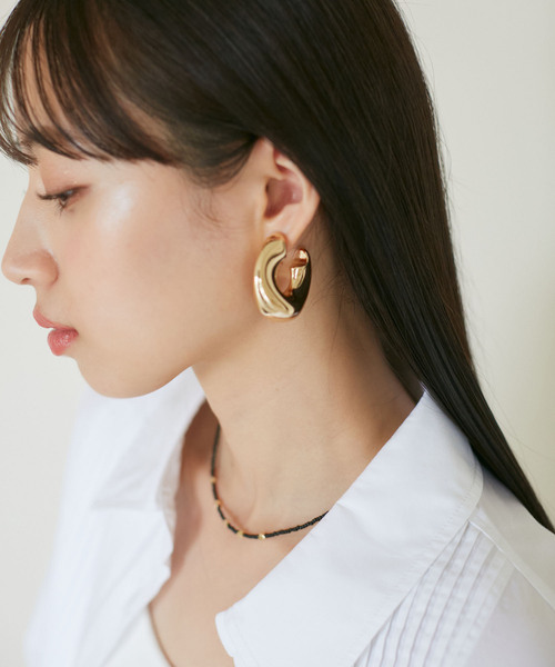 VIS（ビス）の「メタルボリュームフープピアス（ピアス（両耳用）・レディース・シルバー/ゴールド・FREE）」の4枚目の写真