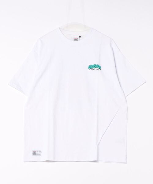VISION STREET WEAR(ヴィジョンストリートウェア)の「VISION STREET WEAR/ヴィジョンストリートウエア スケーター ゴースト 恐竜 ハート ワンポイントロゴ リンガー バックプリント オーバーサイズ半袖Tシャツ(Tシャツ/カットソー・メンズ・ホワイト系その他/ホワイト系その他2/グレー系その他3/ブラック系その他/ピンク系その他2/ホワイト系その他3/ブラック系その他2・MEDIUM/LARGE/X-LARGE)」の3枚目の写真