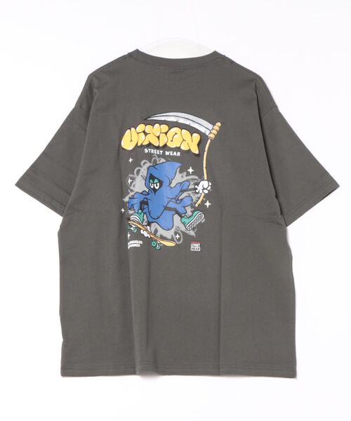 VISION STREET WEAR(ヴィジョンストリートウェア)の「VISION STREET WEAR/ヴィジョンストリートウエア スケーター ゴースト 恐竜 ハート ワンポイントロゴ リンガー バックプリント オーバーサイズ半袖Tシャツ(Tシャツ/カットソー・メンズ・ホワイト系その他/ホワイト系その他2/グレー系その他3/ブラック系その他/ピンク系その他2/ホワイト系その他3/ブラック系その他2・MEDIUM/LARGE/X-LARGE)」の10枚目の写真