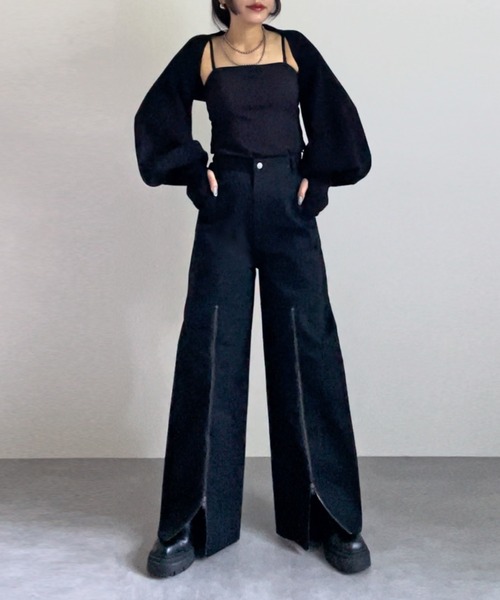 MECRE（メクル）の「ファスナーデザインオーガニックデニム（デニムパンツ・レディース・インディゴブルー/ブラック・S/M）」の6枚目の写真