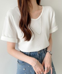【2タイプ×カラー展開あり】 ワッフルTシャツ 半袖 Tシャツ カットソー 夏服