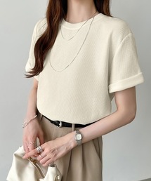 【2タイプ×カラー展開あり】 ワッフルTシャツ 半袖 Tシャツ カットソー 夏服