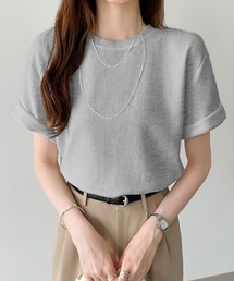 【2タイプ×カラー展開あり】 ワッフルTシャツ 半袖 Tシャツ カットソー 夏服