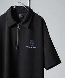 __gram. | 【_gram.】 膨れジャガード ワンポイント刺繍 ハーフジップ(Tシャツ/カットソー)