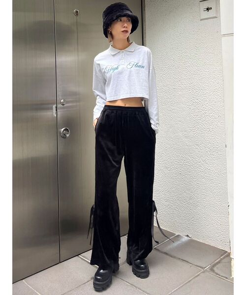 EMODA（エモダ）の「ラインリボンベロアパンツ（その他パンツ・レディース・グレー/ブラック・FREE）」の9枚目の写真