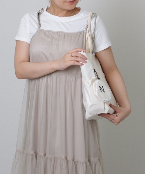 Lace Ladies(レースレディース)の「ソリッドカラー 多ポケット 2WAY ビッグ ショルダーバッグ(トートバッグ・レディース・ブラック/アイボリー/ベージュ・FREE)」の10枚目の写真